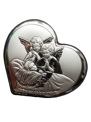 Obraz srebrny 8x7cm Dwa anioły w sercu - 51916 8053329788991