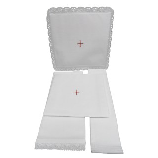 Bielizna kielichowa KOMPLET (palka 18x18cm, puryfik.45x28,korp. 43x43, ręczn. 34x24) - 50258