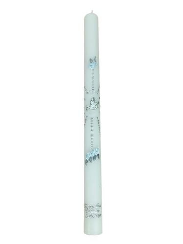 Świeca Chrzest - KWIATKI NIEBIESKIE (Duch Św.) SREBRNA - 50149
