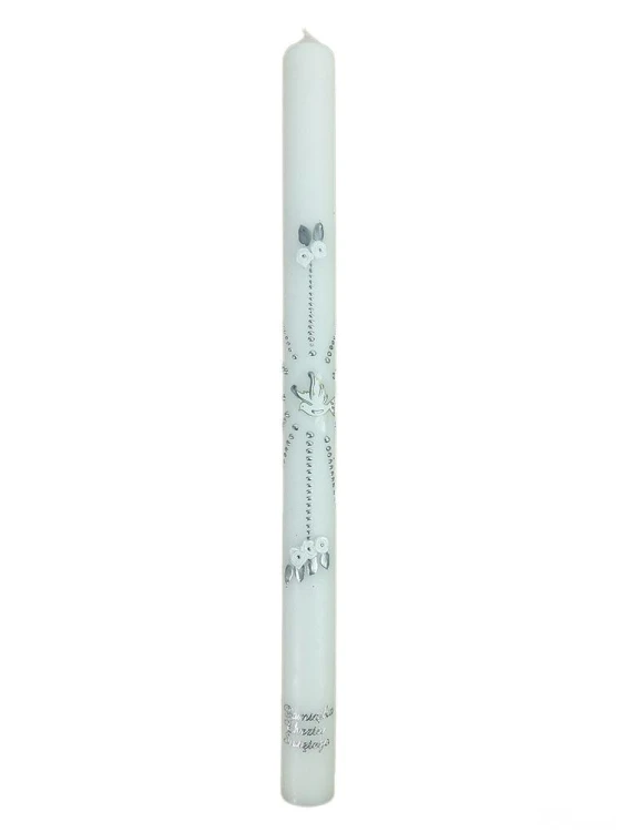 Świeca Chrzest - kwiatki białe (Duch Św.) SREBRNA - 50147
