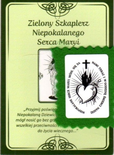 Zielony szkaplerz Niepokalanego Serca Maryi materiałowy (wzór4) - 46324