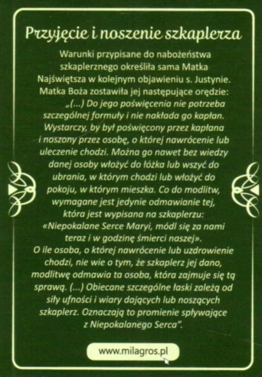 Zielony szkaplerz Niepokalanego Serca Maryi materiałowy (wzór4) - 46324