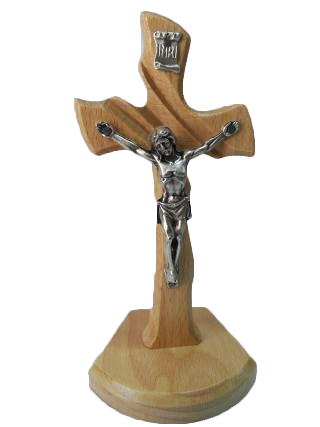 Krzyż stojący drewniany h13cm bezbarwny (nr9) - 44869