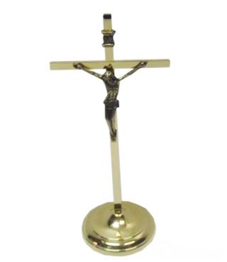 Krzyż stojący nowoczesny mosiądz h26cm - 42491