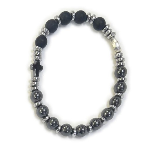 Bransoletka dziesiątka kamień naturalny - ONYX MATOWY + HEMATYT - 67575