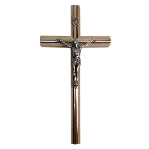 Krzyż wiszący drewniany h20cm jasny z listwą - 62866
