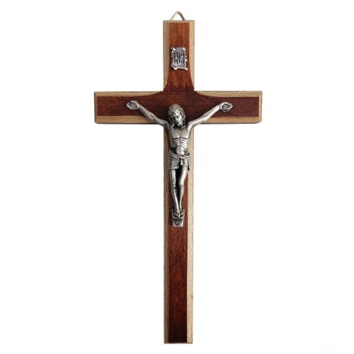 Krzyż wiszący drewniany h16cm ciemny frezowany - 62860