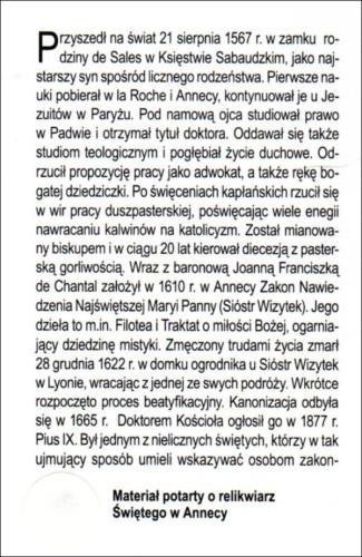 Składanka św. Franciszek Salezy. Modlitwa św. Franciszka Salezego o dary Ducha św. - 41918
