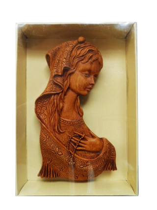 Relief gipsowy Matka Boża z różańcem 6x12cm - 41086