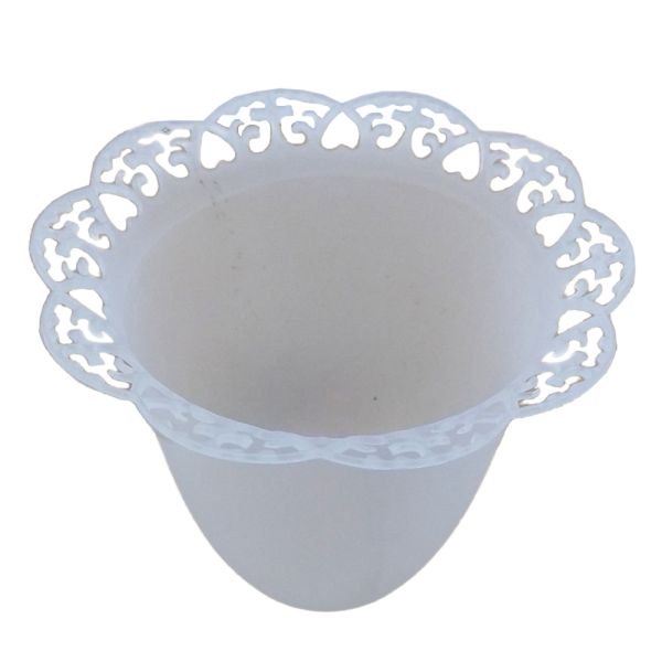 Lampion na świecę śr. 4cm tulipan BIAŁY ZDOBIONY - 39675