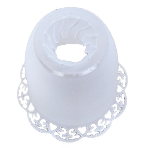 Lampion na świecę śr. 4cm tulipan BIAŁY ZDOBIONY - 39675