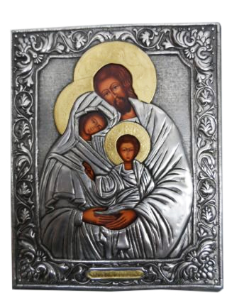 Ikona 16x19cm Św. Rodzina (metalowa na drewnie) - 38523