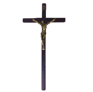 Krzyż wiszący drewniany h24cm ciemny - 38453