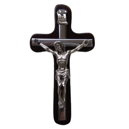 Krzyż wiszący drewniany h10cm wenge z wkładką - 37807