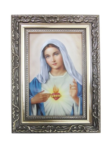 Obraz 10x15cm Serce Matki Bożej rama ornamentowa - 37761