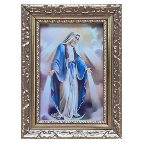 Obraz 10x15cm Matka Boża Niepokalana rama ornamentowa - 37756
