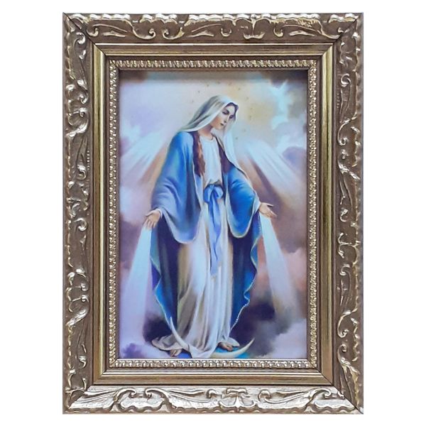 Obraz 10x15cm Matka Boża Niepokalana rama ornamentowa - 37756