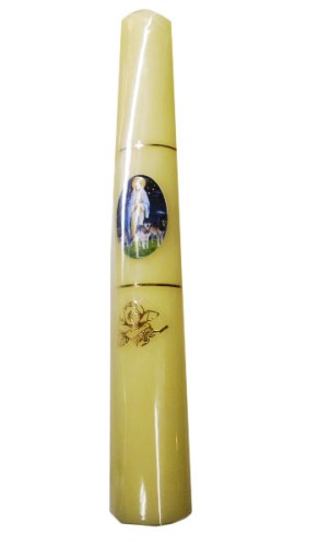 Świeca 1/2 żółta - Matka Boża (wilki) 29x4.5cm - 37563