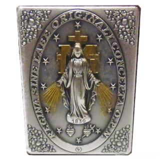 Obrazek 4x6cm Matka Boża Niepokalana stojący metalowo - drewniany - 37420