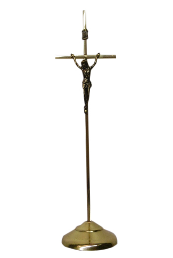 Krzyż stojący nowoczesny mosiądz h26cm - 37147