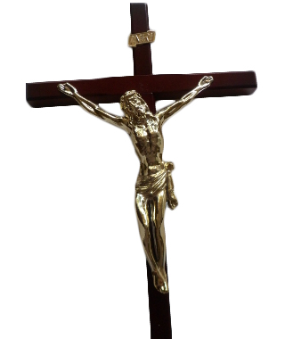 Krzyż wiszący drewniany h45cm ciemny - 36591