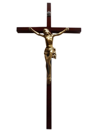 Krzyż wiszący drewniany h37,5cm ciemny - 36572
