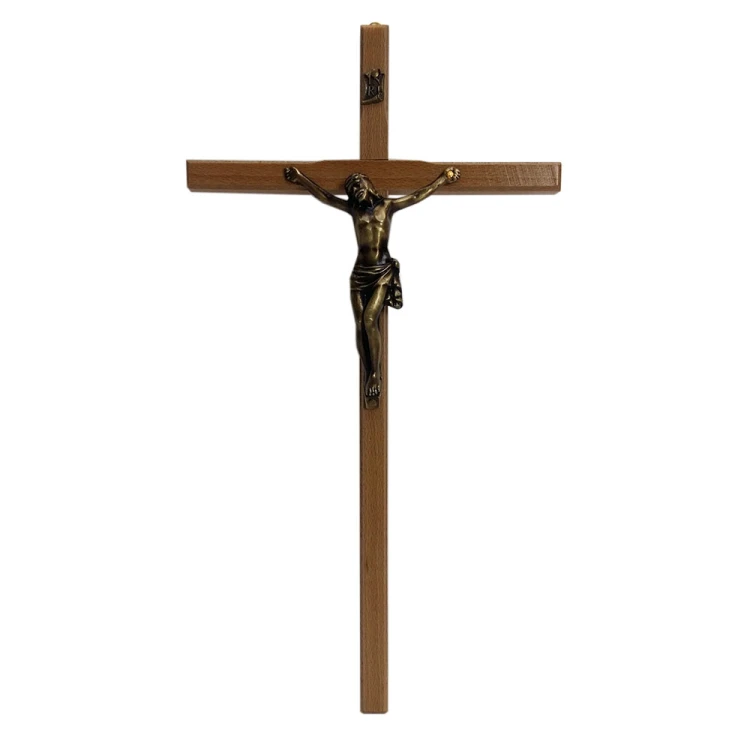 Krzyż wiszący drewniany h37,5cm jasny - 36571