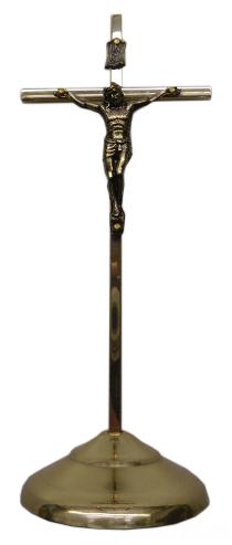 Krzyż stojący nowoczesny mosiądz 16cm (mały) - 35771