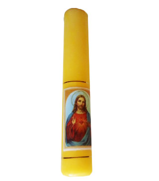 Świeca 1/2 żółta - Serce Pana Jezusa - 34814