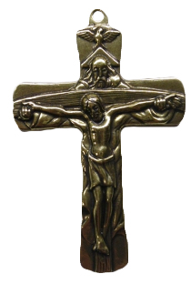 Krzyż wiszący metalowy pamiątka bierzmowania 9cm odlew mosiądz oxydowany - 31933
