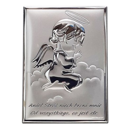 Obraz srebrny 13x18cm Aniołek napis - ! - 28578