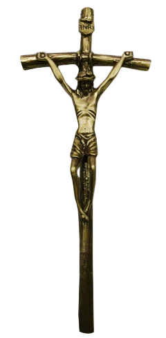 Krzyż wiszący papieski mosiądz/oxyd. h27cm - 25515