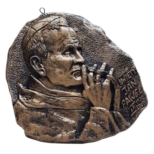 Płaskorzeźba 22x23cm Jan Paweł II (odlewana)z żywicy, mączki marmurowej i włókna szklanego - ! - 21937