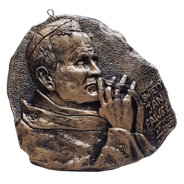 Płaskorzeźba 22x23cm Jan Paweł II (odlewana)z żywicy, mączki marmurowej i włókna szklanego - ! - 21937
