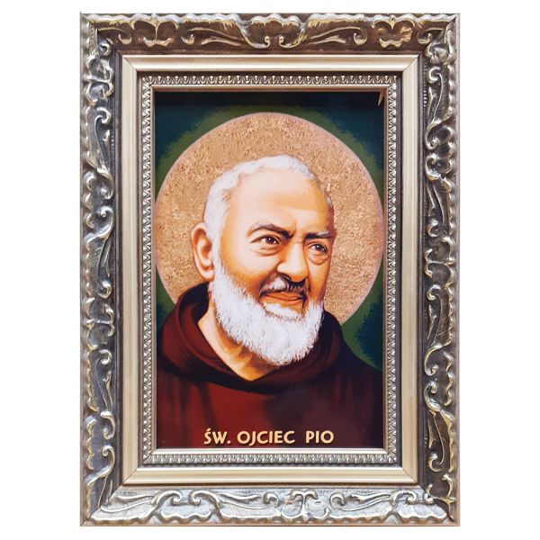 Obraz 10x15cm Ojciec Pio rama ornamentowa - ! - 21824