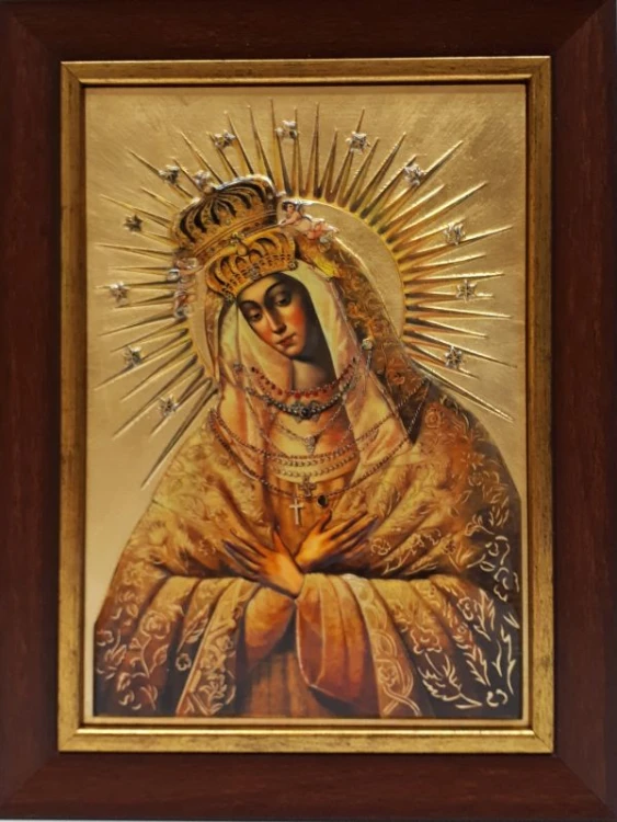 Ikona Matka Boża Ostrobramska - CERAMIKA ŻYWICZNA 21x28cm - 15149