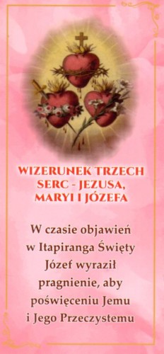 Zakładka do książki - Wizerunek trzech serc - Jezusa, Maryi i Józefa - 14957