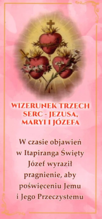 Zakładka do książki - Wizerunek trzech serc - Jezusa, Maryi i Józefa - 14957