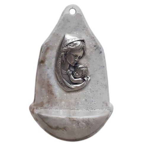 Kropielnica alabaster - Matka Boża z Dzieciątkiem (marmurek) (różne wzory) - 14574