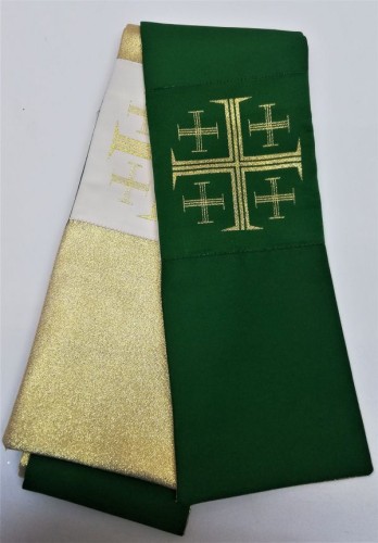 Stuła koncelebra dwustronna ZIELONO-ZŁOTA - 14302