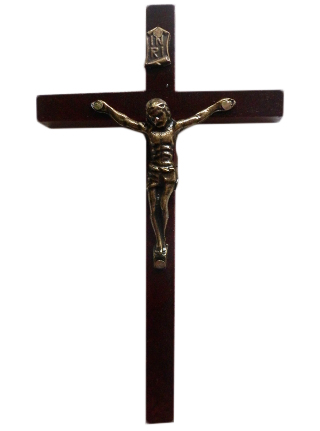 Krzyż wiszący drewniany h12cm ciemny - 14245