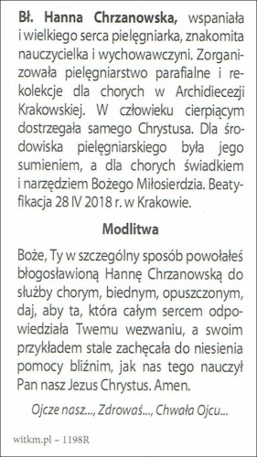 Obrazek bł. Hanna Chrzanowska. Biografia - modlitwa - 14046