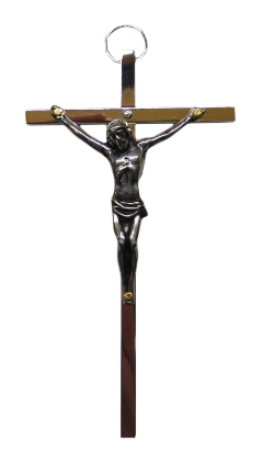 Krzyż wiszący metalowy tradycyjny nikiel   9,5cm - 13731