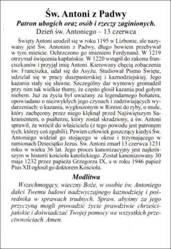 Pocztówka Święty Antoni. Biografia, modlitwa - 13603