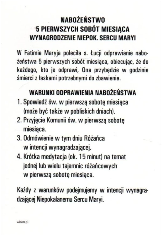 Pocztówka Serce Maryi. Nabożeństwo 5 pierwszych sobót miesiąca - 12041