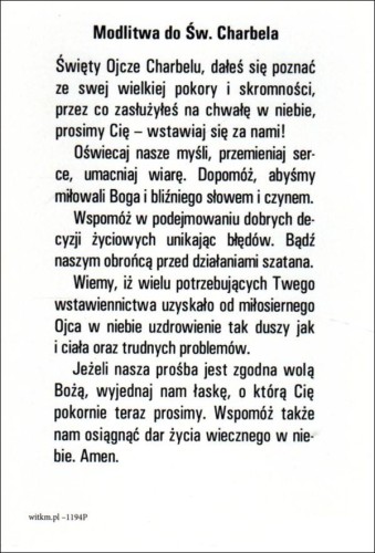 Pocztówka Św. Charbel Makhluof. Modlitwa do Św. Charbela - 12024