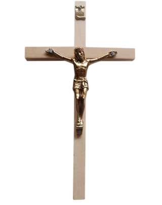 Krzyż wiszący drewniany h15cm jasny - 11838
