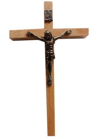 Krzyż wiszący drewniany h12cm jasny - 11837