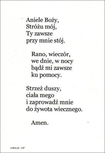 Pocztówka Anioł Stróż. Modlitwa: Aniele Boży... - 11798