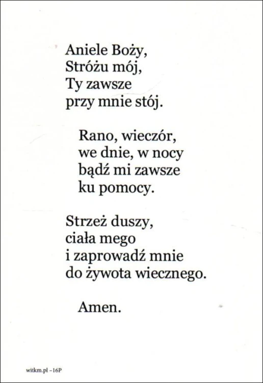 Pocztówka Anioł Stróż. Modlitwa: Aniele Boży... - 11798